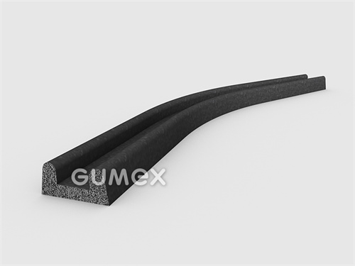 Gumový mikroporézny profil tvaru "U", 8x17,5/8,5mm, hustota 500kg/m3, EPDM, -30°C/+80°C, čierny